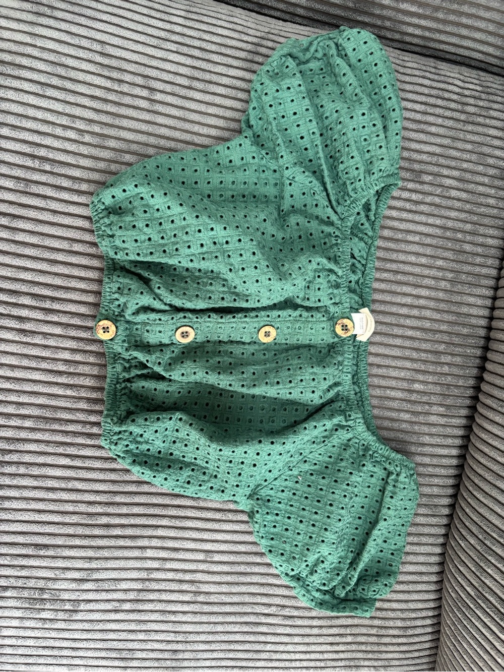 Eberjey Green crop top Button-Front Top